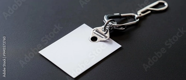Fototapeta Blank white rectangular object with carabiner
