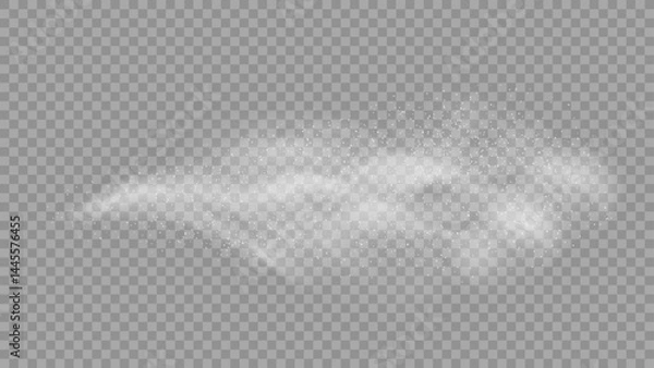 Fototapeta Airy water spray.Mist.Sprayer fog isolated on black transparent background. Airy spray and water hazy mist clean illustration.Vector illustration for your design, advertising, brochures and rest	