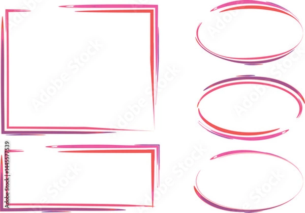 Fototapeta red pink purple colorful abstract line pattern outline frames set