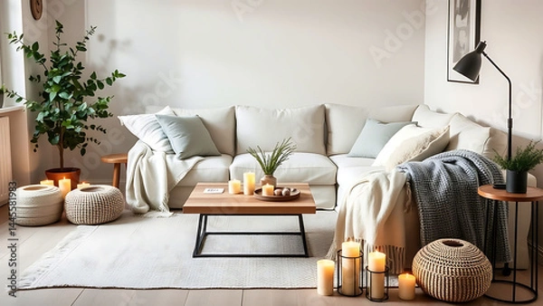 Fototapeta modern living room with sofa
