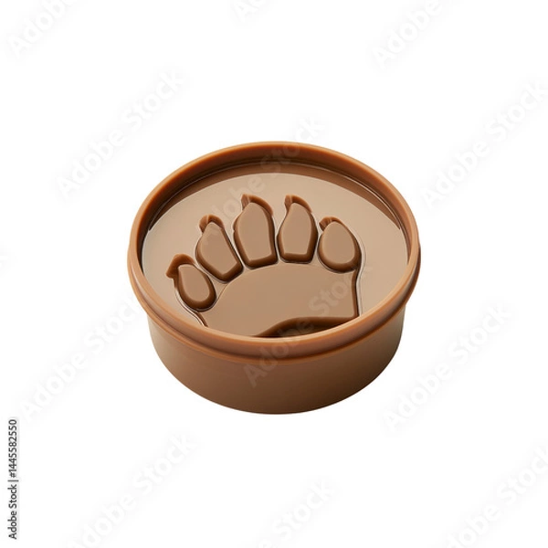 Fototapeta Brown Bear Paw Print Embossed on Round Container