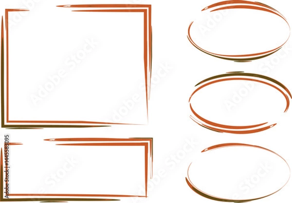 Obraz brick orange green colorful abstract line pattern outline frames set