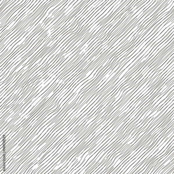 Obraz Vector illustration of seamless pattern. Irregular diagonal texture. Simple cute design. Abstract slanting lines background. Black and white  illustration.