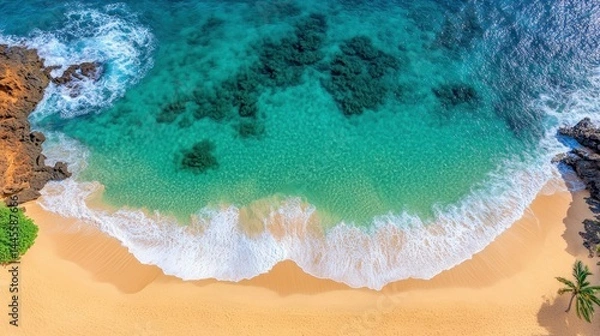 Fototapeta Tropical beach paradise with turquoise water