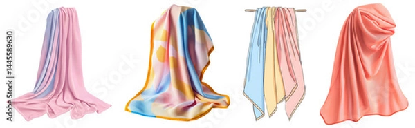 Fototapeta Colorful Draperies and Textiles in Soft Pastel Tones and Patterns