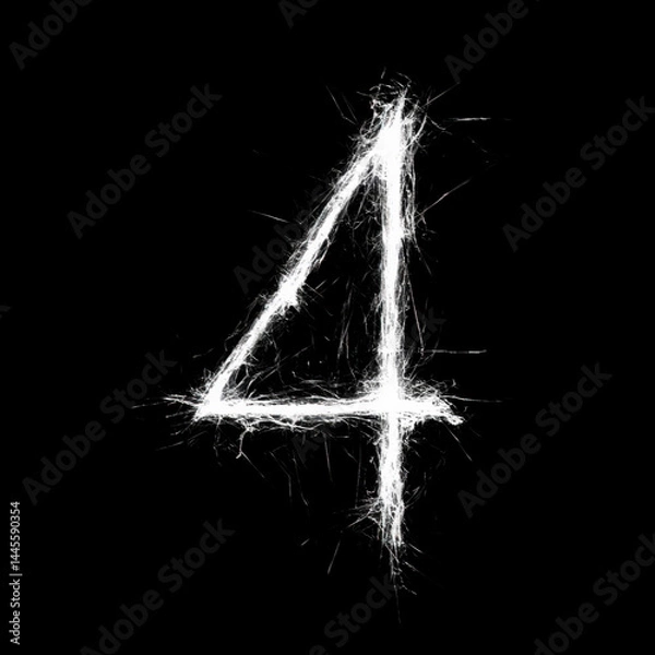 Obraz Creepy Scratch Number 4 Overlay - Distressed Text Effect for Horror Designs. Perfect for Spooky, Halloween and Thriller Projects.