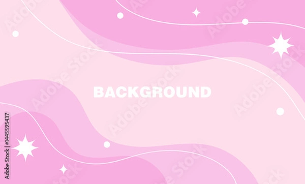 Obraz Minimalist abstract background in pastel pink colors. Wavy lines, stars, light, soft atmosphere. Perfect for social media, posters, invitations, banners, and digital products.