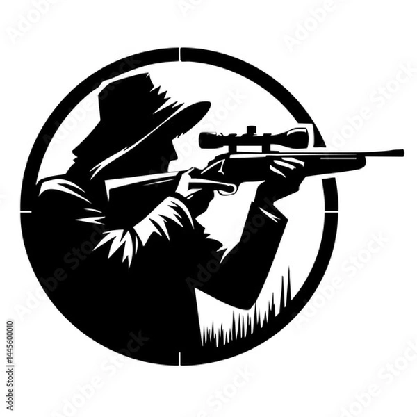 Fototapeta Hunter aiming rifle: Hunting, shooting, and marksmanship
