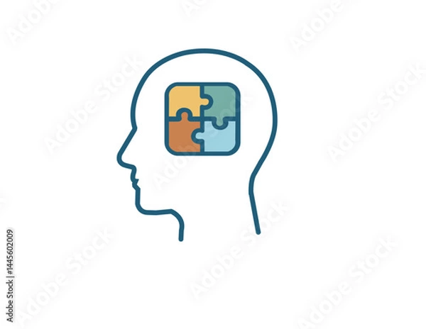 Obraz  Cognitive Rehabilitation & Mental Puzzle Concept Icon