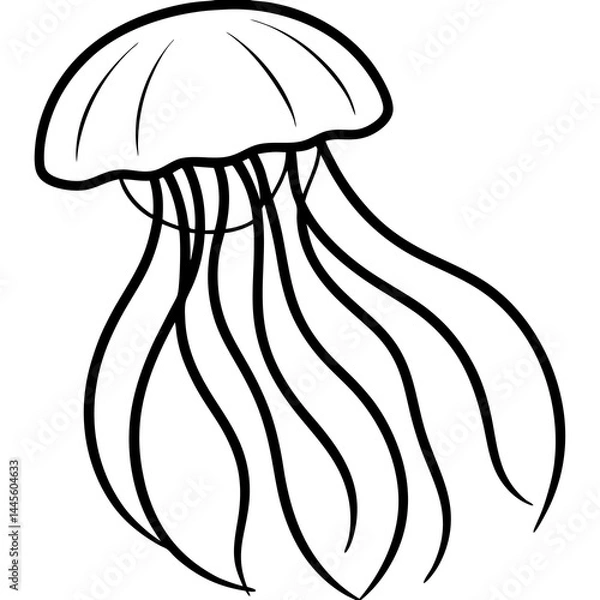 Fototapeta Sleek Jellyfish Outline Vector Art