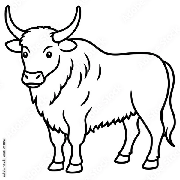 Fototapeta Yak in Clean Vector Lines