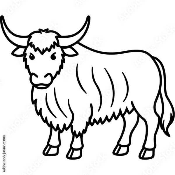Fototapeta Yak in Clean Vector Lines