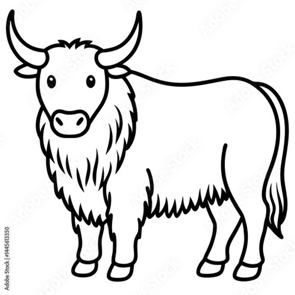 Fototapeta Yak in Clean Vector Lines