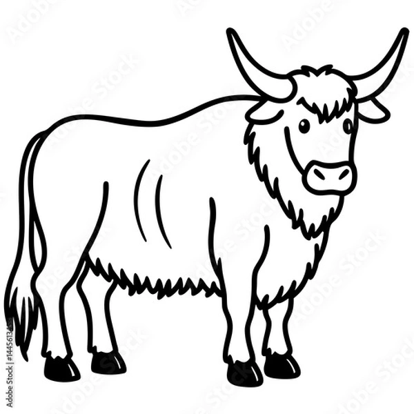 Fototapeta Yak in Clean Vector Lines