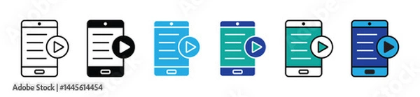 Obraz online book mobile icon digital course play reading study watching phone vector business e-learning signs illustration for web and app