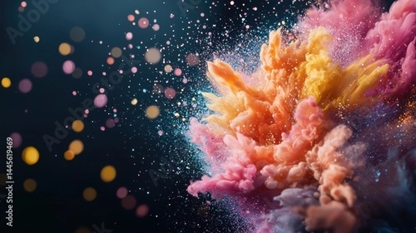 Obraz monitor Bright color bursts displayed on a sleek monitor, highlighting high definition clarity.