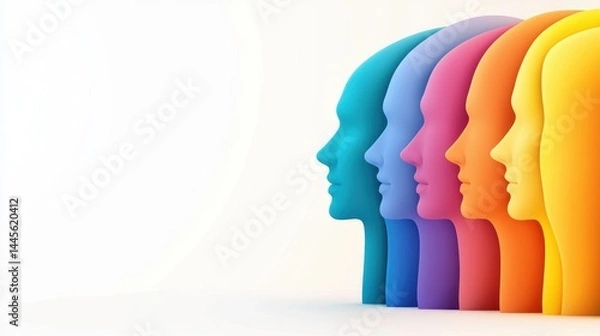 Fototapeta identity A group of people forming a color spectrum, representing diversity and shared identity.