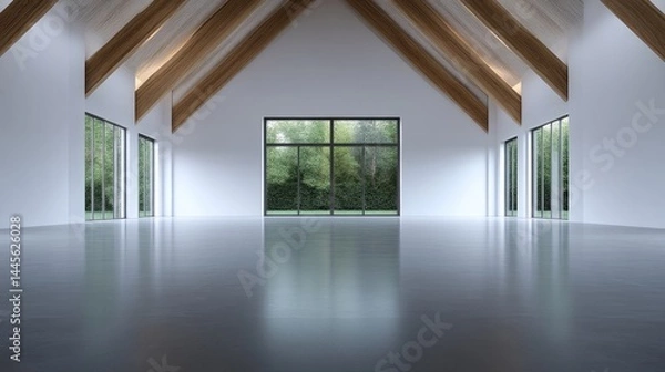 Fototapeta Spacious, modern interior with a large window