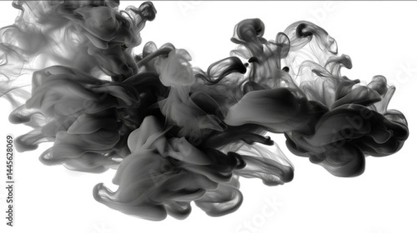 Fototapeta Abstract ink cloud isolated on white transparent background