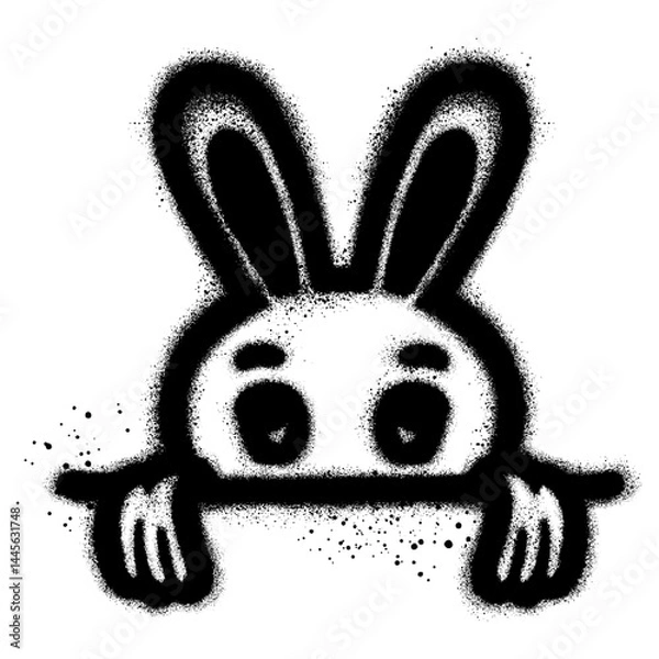 Fototapeta cute rabbit peeking in graffiti style
