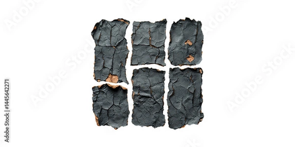 Fototapeta Cracked Black Clay Tiles. Textured Surface For Artistic And Design Concepts Isolated On Transparent Background
