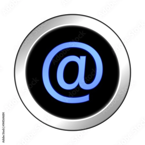 Fototapeta Glossy icon with "At" sign. 3D rendering