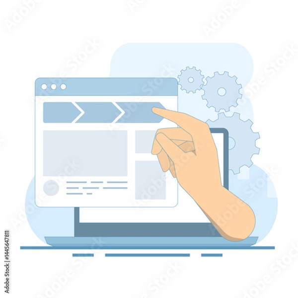 Fototapeta Breadcrumbs navigation concept. improving internal linking, website structure and hierarchy for better website usability. for SEO and UX design. Flat design vector illustration.