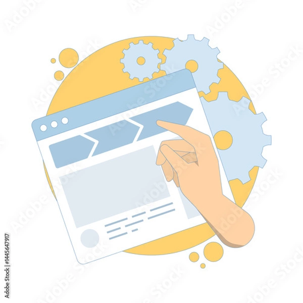Fototapeta Breadcrumbs navigation concept. improving internal linking, website structure and hierarchy for better website usability. for SEO and UX design. Flat design vector illustration.