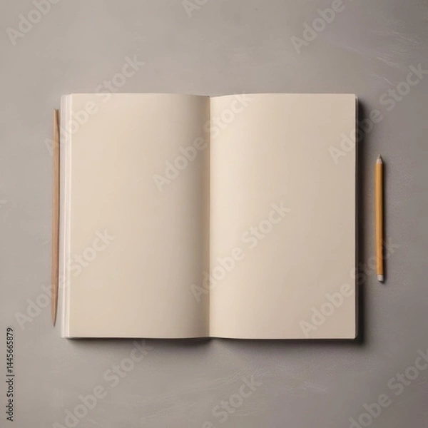 Fototapeta open book with blank pages, open old book, open old book with blank pages