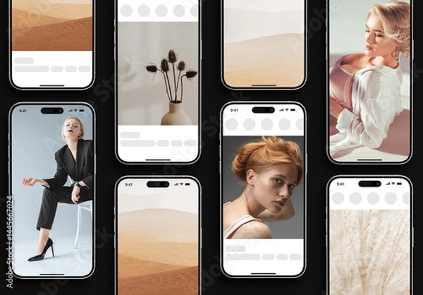 Fototapeta Social Media Post and Stories Feed Mockup
