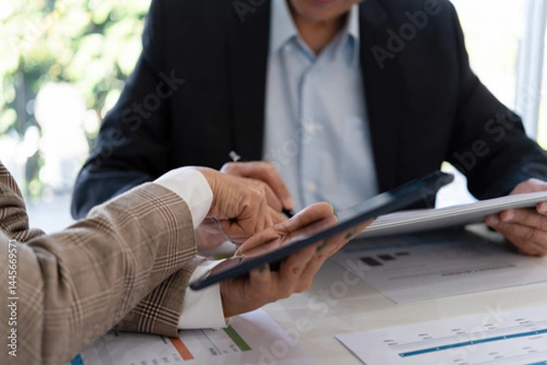 Obraz Senior businessmen analyzing data.