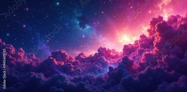 Fototapeta Vibrant galaxy background with stars and swirling colors in space, colorful, universe