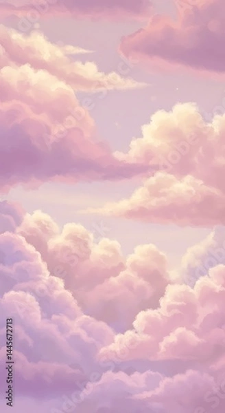 Obraz Pastel Clouds Floating in a Dreamy Sunset Sky Good for Phone Background Wallpaper