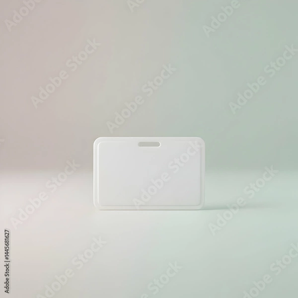 Obraz Blank White ID Card Badge Mockup on Minimalist Background Empty Space for Design Presentation Branding 3D Render