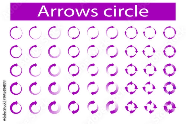 Obraz arrows circle set of 1, 2, and 4 spin arrow rotating elements clock wise direction. circular, reload, recycle, or rotation sign icon useful for infographics, web design. Vector illustration, clip art 