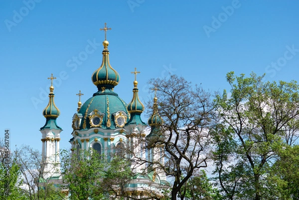 Obraz An ancient Orthodox Christian cathedral in the center of Kyiv. St. Andrew's Church