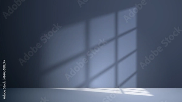 Fototapeta Vector background of empty white room with shadows of window for product presentation
