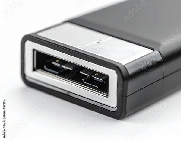 Fototapeta Closeup Of Black Usb Connector With Silver Trim