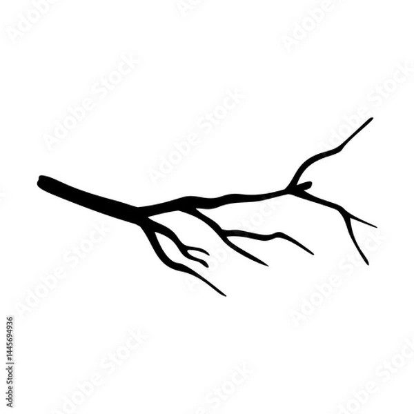 Obraz Tree Branch Silhouette for Botanical and Nature. Vector Illustration