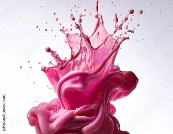 Obraz vivid pink splash created by liquid in motion captured against a clean white background