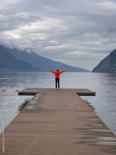 Fototapeta Embracing Nature A Beautiful Scenic Dock That Overlooks the Calm and Tranquil Waters
