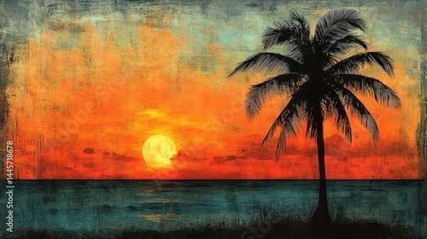 Fototapeta Tropical Sunset Silhouette