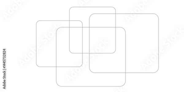 Fototapeta Square shape of paper banner. Set of vector origami banners with shadow. Square 4 sided geometric shape line art vector icon for apps and websites. Round Squares.