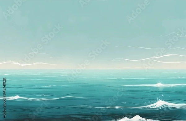 Fototapeta Minimalist Ocean Wave Illustration with Calm Horizon Generative AI