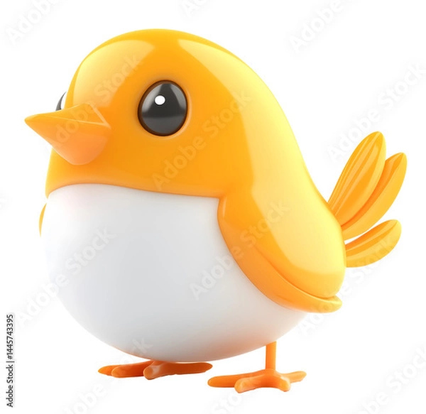 Fototapeta cute yellow bird cartoon character with happy face isolated png transparent cutout