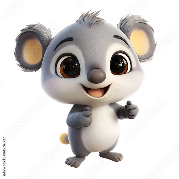 Fototapeta smiling cartoon koala character with open arms isolated png transparent cutout