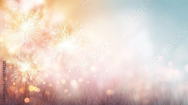 Fototapeta Spectacular fireworks display illuminates the night sky with vibrant colors and sparkling trails of light