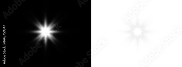 Fototapeta PNG white starlight flash and sparkling light glow with lens light beam, fantasy background shimmer for night party PNG magic sparkle effect with cosmic twinkle light in elegant illustration.