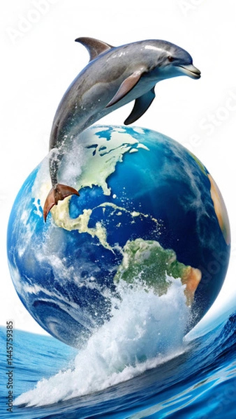 Obraz dolphin and globe, transparent background