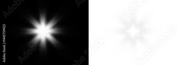 Fototapeta PNG galaxy night beam with magic sparkle and spiral light, white flash twinkle and transparent cosmic glow, PNG fantasy celebration with starlight shimmer in space star explosion design.